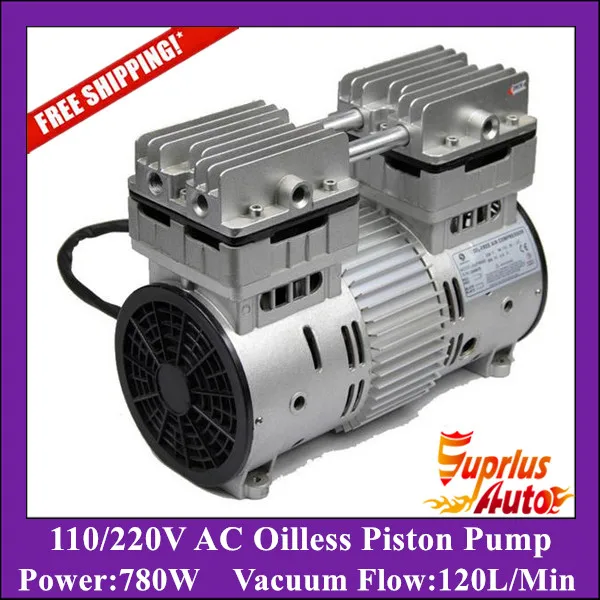 

Free Shipping AC 110/220v 780w HYW-780 Oilless High Pressure Piston Compressor Pump with 120L/min vacuum flow