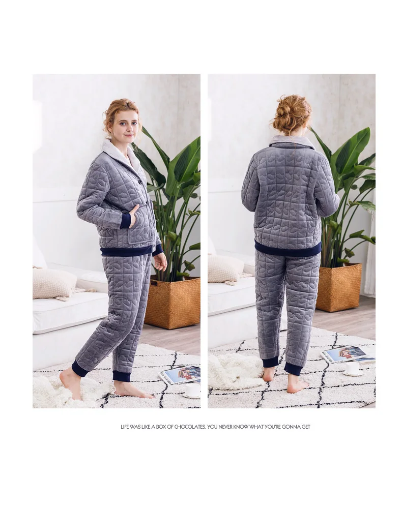 Couple Night Suits Men And Women Thick Velvet Pajamas Sets Winter Sleepwear Home Wear Warm Pajamas Couple Matching Pajamas