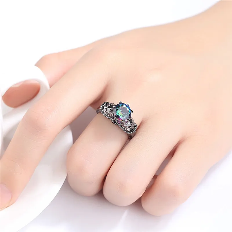 

New Product Head Ring Colour Zircon Ring Woman Punk Style men and women jewelry accessories jewelery
