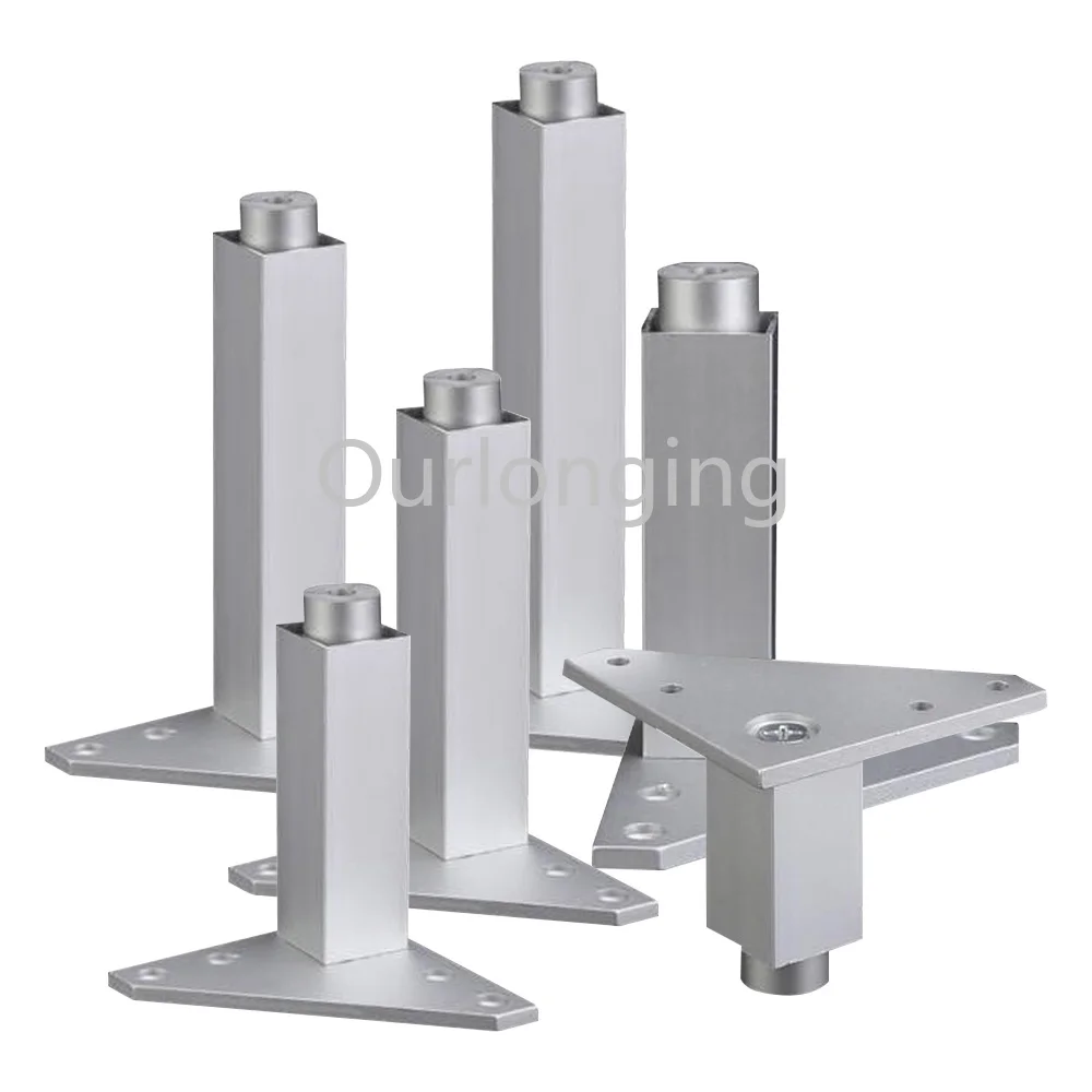 

4PCS 100mm Adjustable Silver Aluminum Alloy Triangle Base Furniture Legs Cabinet Sofa Feet