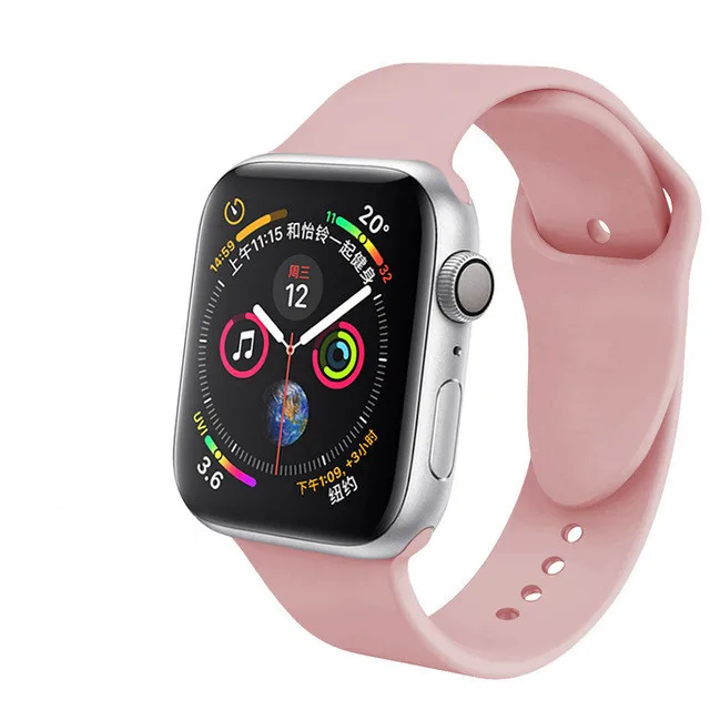 Vintage Rose 20 цветов, спортивная мягкая силиконовая лента для Apple Watch, 38 мм, 42 мм, 40 мм, 44 мм, браслет, сменный ремешок для IWatch, серия 1, 2, 3, 4 - Цвет ремешка: Vintage Rose