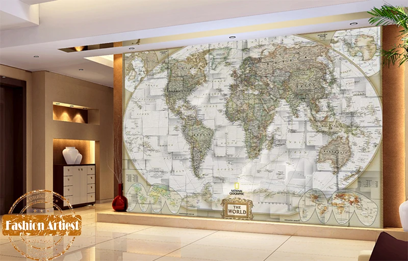 Пользовательские винтажные Обои Настенная национальная географическая