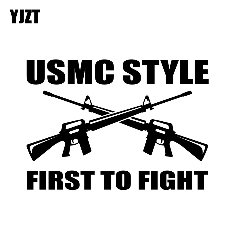 

YJZT 14 см * 10,1 см USMC стильная Виниловая наклейка для первого борьбы с автомобилем черная/серебряная фотонаклейка