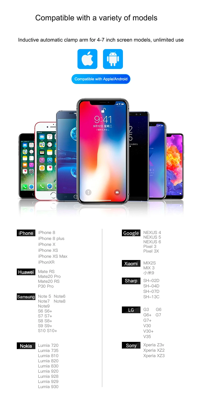 10 Вт Qi автомобильное беспроводное зарядное устройство для Xiao mi X 2S mi 9 iPhone X samsung S9 быстрая Беспроводная зарядка Автомобильный Автоматический зажимной держатель телефона