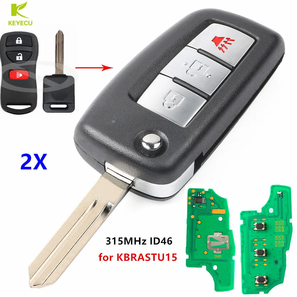 

KEYECU 2 шт. сменный обновленный дистанционный ключ Fob 315 МГц ID46 для Nissan Versa Xterra для Infiniti FX35 FX45 KBRASTU15 CWTWB1U733