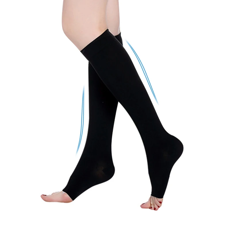 Black Open Toe Plantar Fasciitis носки для женщин Компрессионные рукава для стопы для поддержки свода стопы увеличивает циркуляцию снимает боль облегчает отеки - Цвет: Black Open Toe