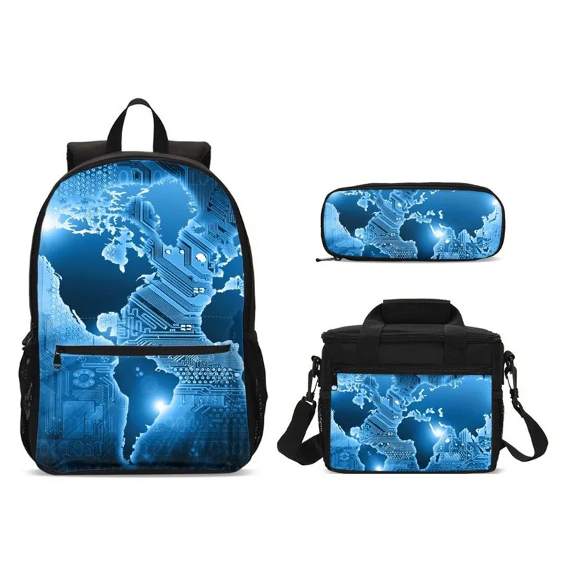 Школьные сумки с картой мира наборы из 3 предметов рюкзак на плечо для детей и