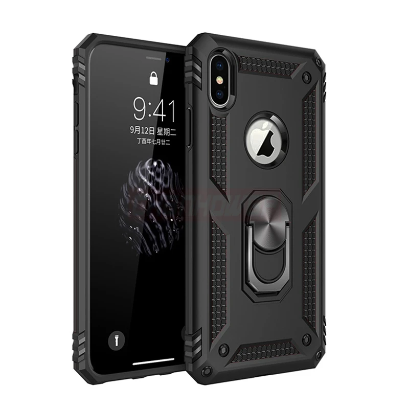 Милитари кольцо Броня Застежка чехол для iPhone XS Max X XR 6 s 7 8 plus + 6p 7p p крышка пряжки