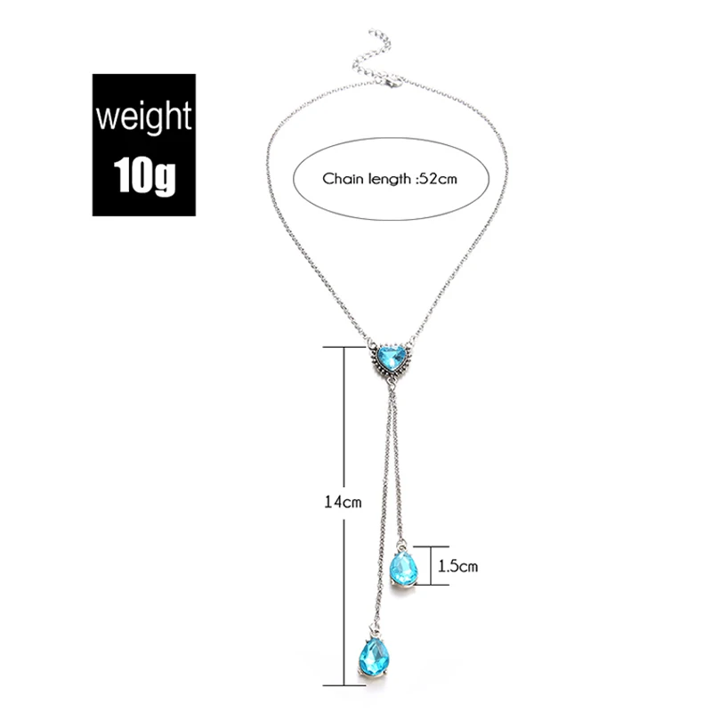 1 Pcs Women Fashion Boho Blue Crystal Long Water Drop Pendant Multilayer Necklaces Collar Vintage Choker Wedding Party Jewelry | Украшения