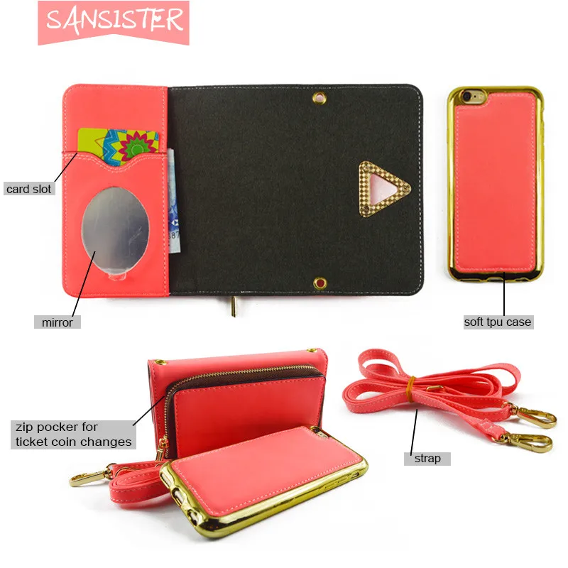 Чехол для телефона Sansister для iPhone 6 6S 7 8 8Plus X XR X Max чехол многофункциональный съемный кошелек Магнитная задняя крышка с зеркалом