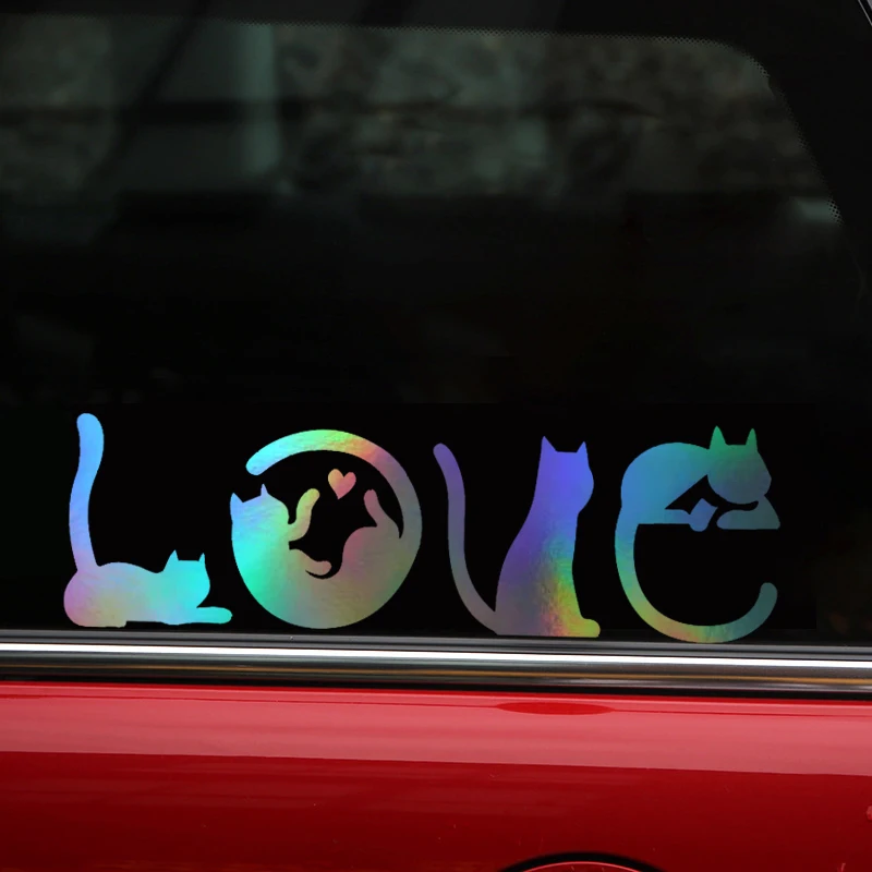 Модные креативные наклейки на лобовое стекло для кошек с надписью Spell LOVE стену