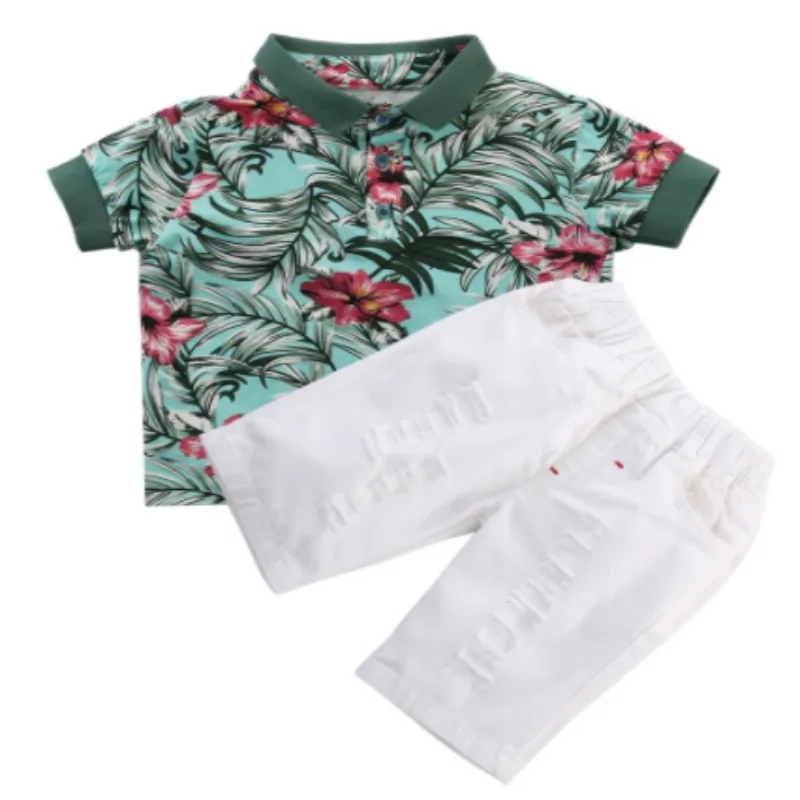 Красивая детская одежда для маленьких мальчиков футболка с цветочным принтом