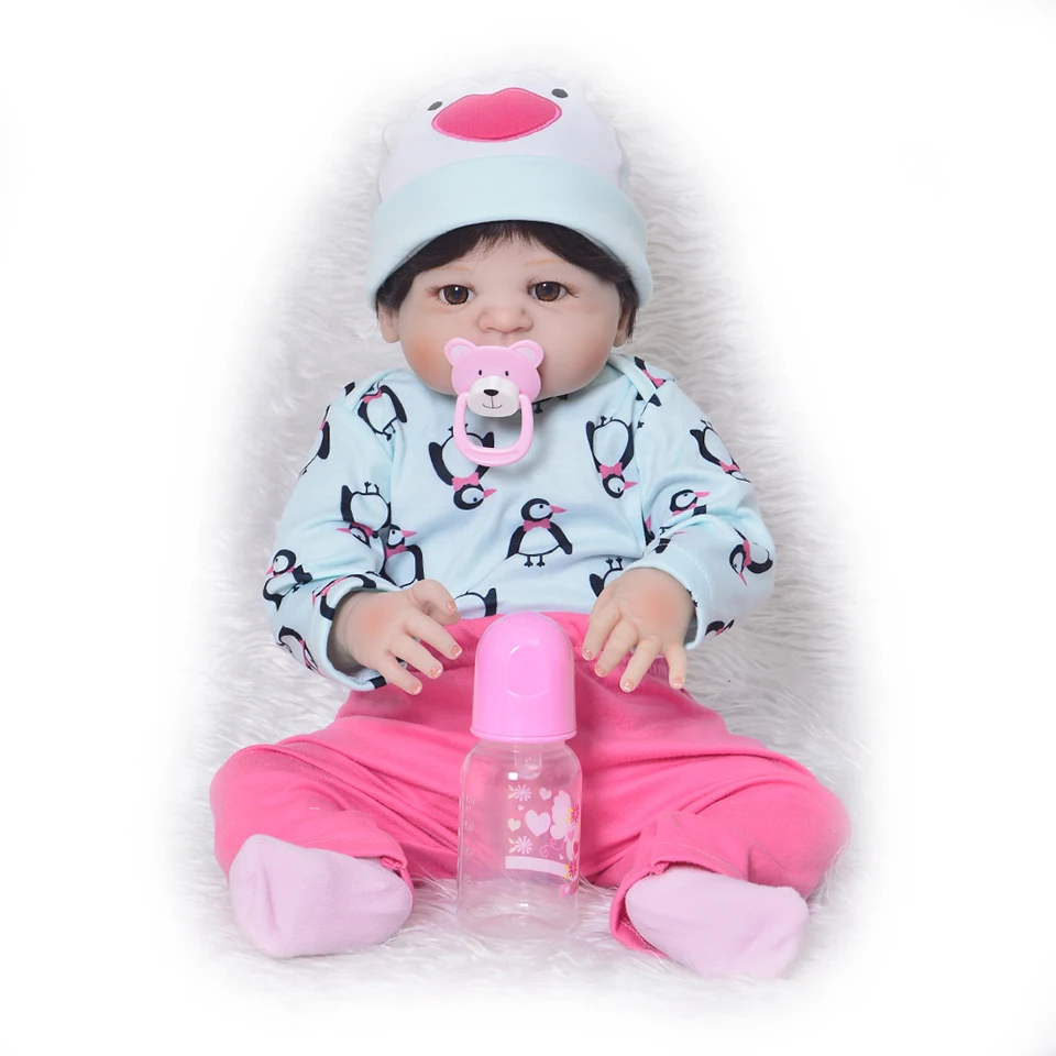 23&quot 55cm Full silicone Reborn baby Play House dolls toys for 2 year old bebe bath kids birthday gifts doll Bonecas | Игрушки и хобби