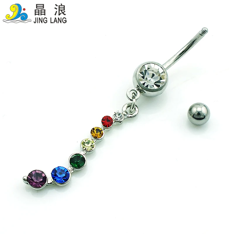 JINGLANG новые модные кольца для пупка из нержавеющей стали штанга Висячие цветные