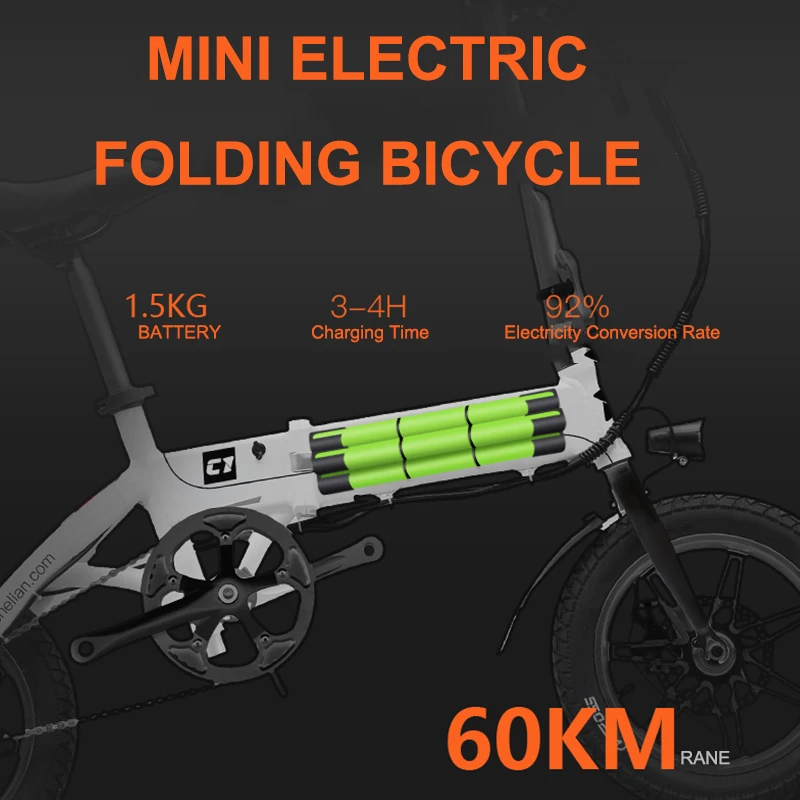 

12inch mini electric bike folding frame Electric bicycle folding mini adult female ultra-light small ebike 36V li-ion battery