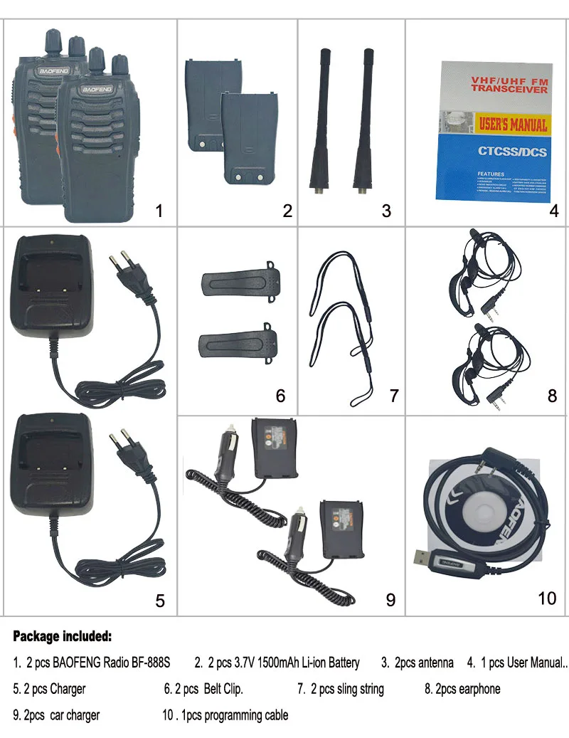 Option B 2 шт./компл. baofeng BF-888S иди и болтай Walkie Talkie BF 888S Портативный радио 16CH передатчик трансивера с baofeng микрофон для BF888s - Цвет: Option B