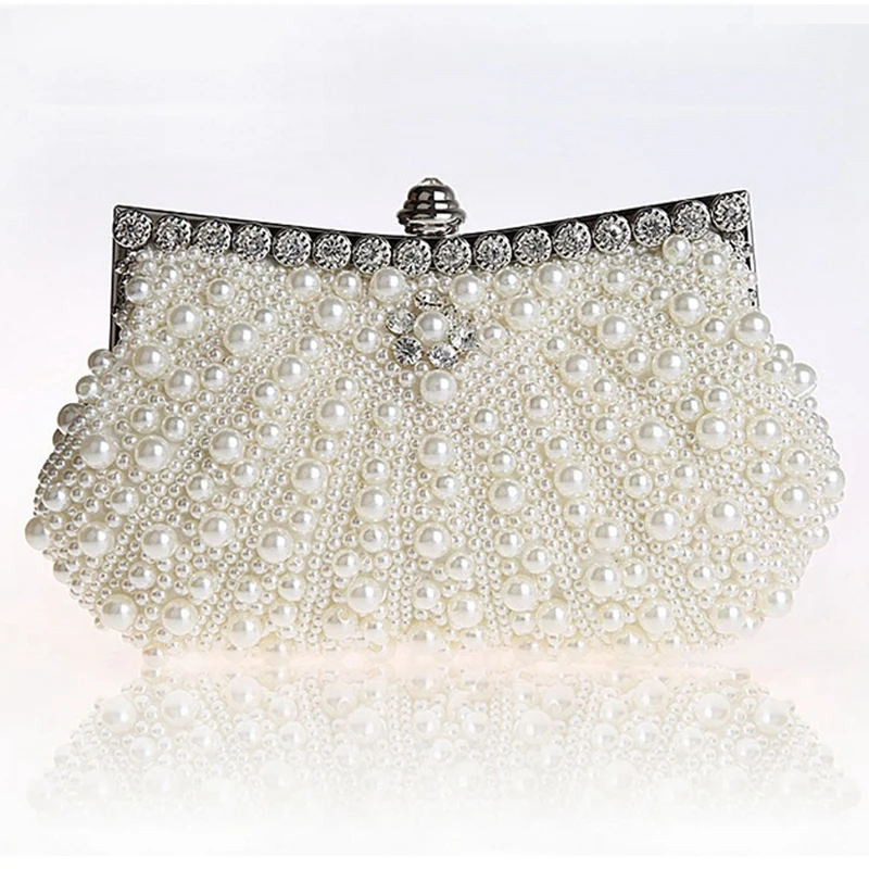 Хит продаж роскошная двухсторонняя женская вечерняя сумочка-клатч с жемчугом