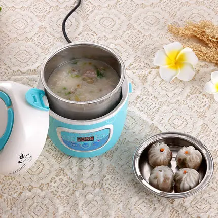 1.3L Mini Rice Cooker Electric Double Boilers Small Keep Wram Food Container for School Offce Home |