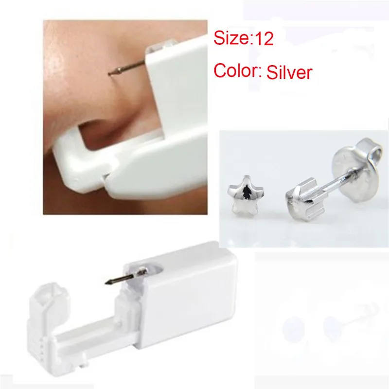 Silver 01 OPPOHERE одноразовый стерильный пирсинг серьги-гвоздики, набор для пирсинга носа, набор инструментов для пирсинга из стали - Окраска металла: Silver 01