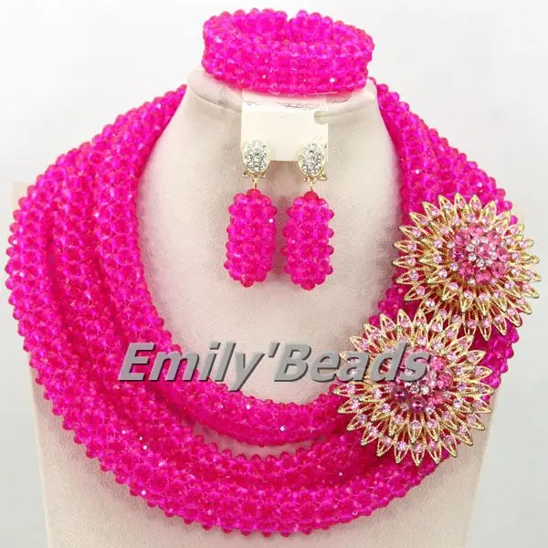 Набор ювелирных украшений с блестящими бусинами ручной работы из розового