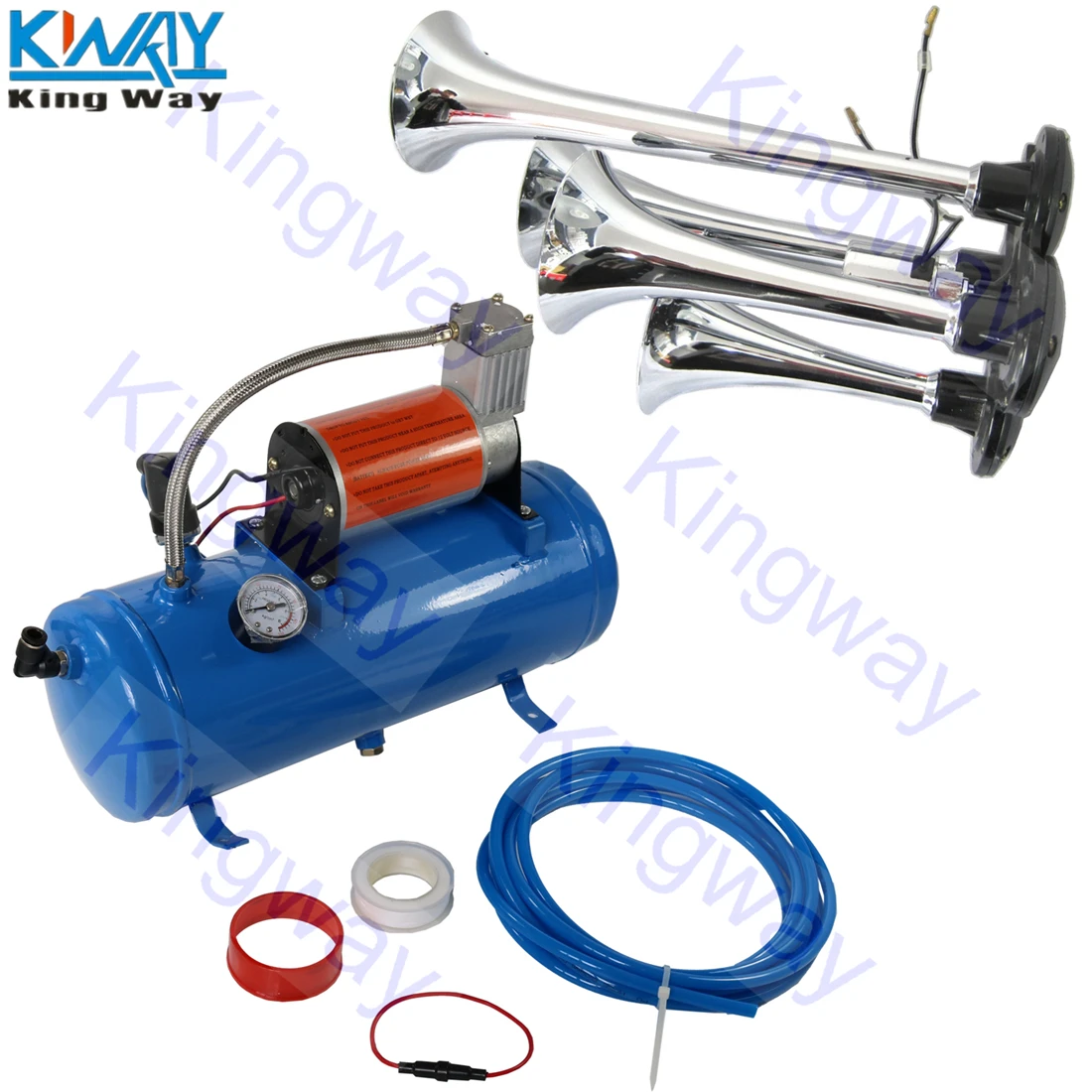 Бесплатная доставка King Way поезд рога комплект громкий двойной 4 трубы w/ 120 PSI 6L