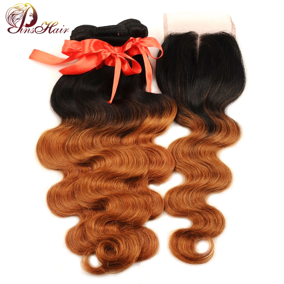 Pinshair Ombre Blonde объемные волнистые пучки с закрытием 1B/30 бразильские Nonremy Human Hiar