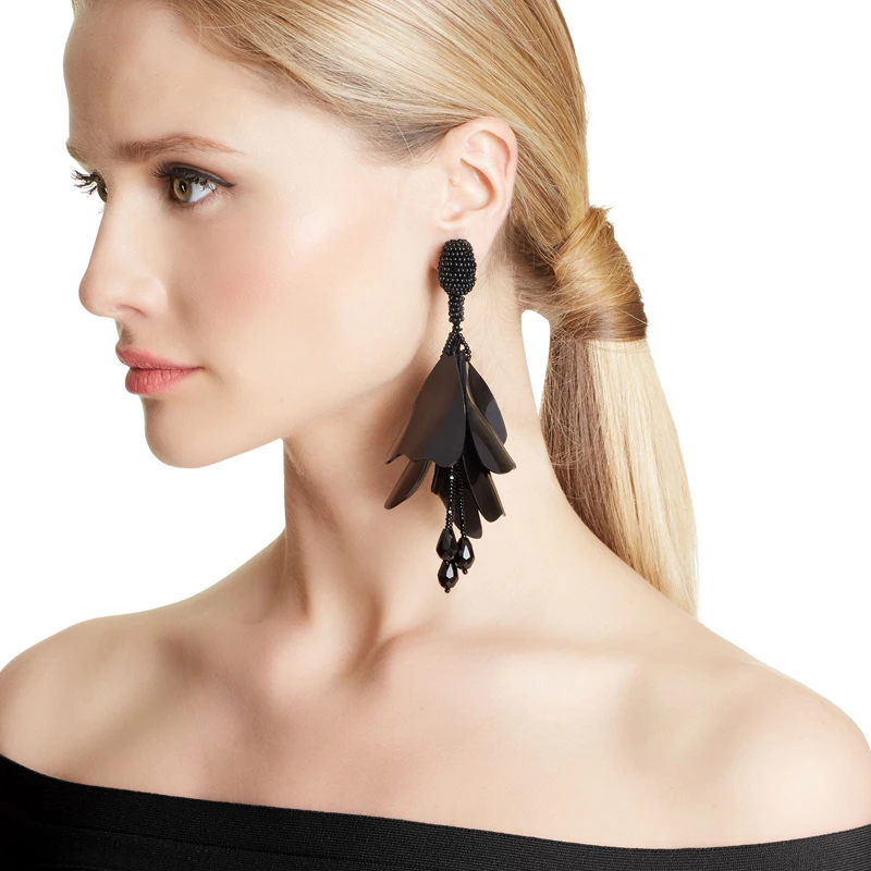 Vodeshanliwen новые серьги с цветами клипсы кистями для женщин ювелирные изделия