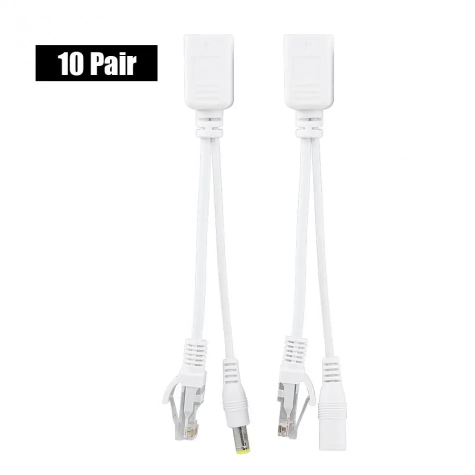 10 пар DC 12 В IP камера POE RJ45 кабель питания через Ethernet адаптер-форсунка сплиттер
