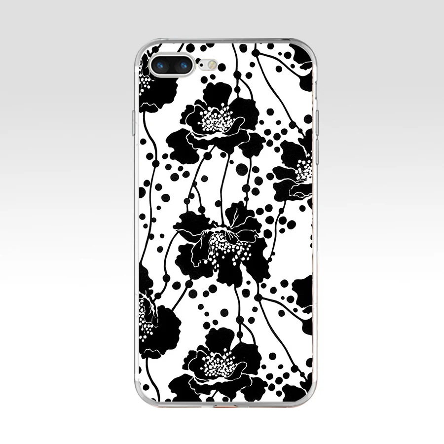 39AQ черный и белый цветок обои Мягкий ТПУ силиконовый чехол для Apple iPhone 6 6s 7 8 plus |