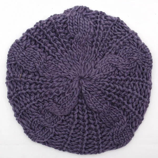 Модная женская Дамская берет плетеная мешковатая шапка вязаная крючком Теплая