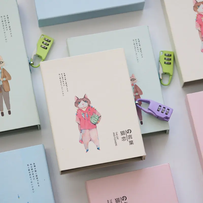 Coloffice милый мультяшный Кот конфетный цвет канцелярский блокнот с замком