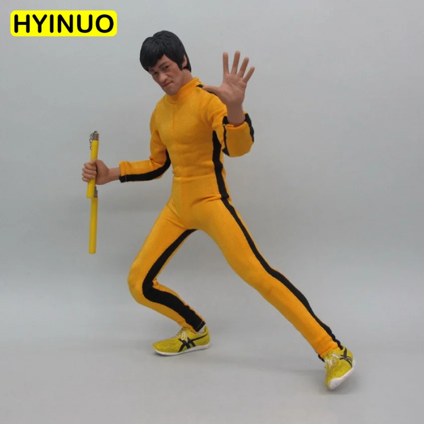 1/6 Scale Брюс Ли Китайский конгфу желтый комбинезон спортивная обувь Nunchucks комплект
