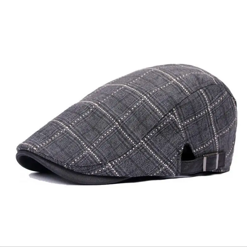 

Brand Fashion British Style Summer Sun Hats for Men Women High Quality Casual Cotton Women Beret Caps Adjustable Plaid Flat Cap