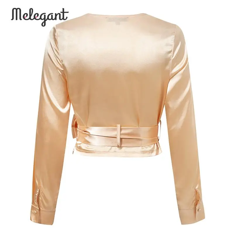 Женская атласная блузка с бантом mэлегантная Клубная винтажная в горошек для