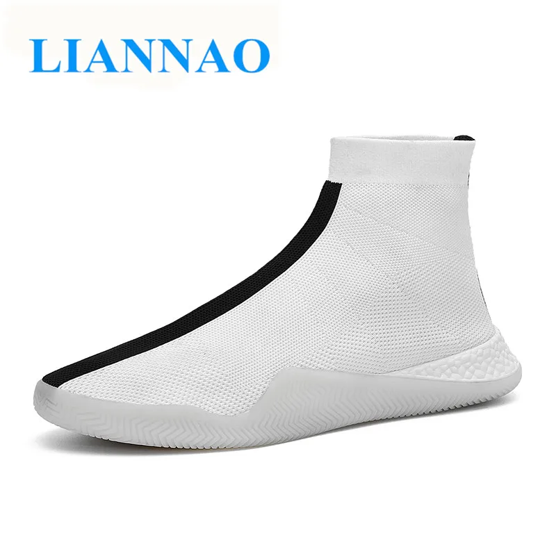 Fashion High Top Casual Shoes For Men Breathable Flats Sneakers Elasticity Sock Walking Footwear tenis masculino | Обувь