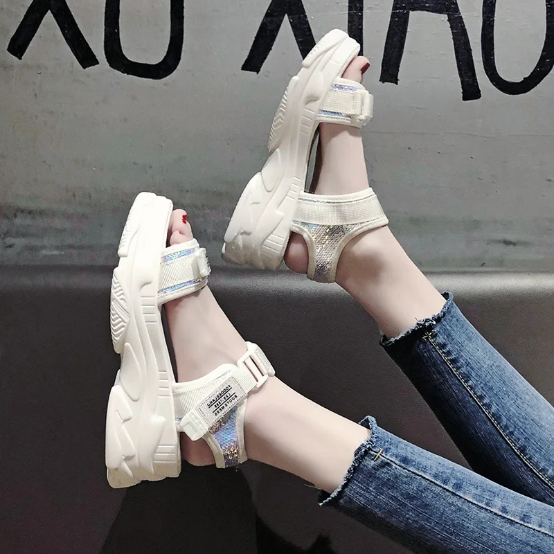 Сандалии женские спортивные на платформе босоножки толстой нескользящей