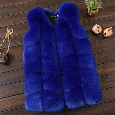 Royal Blue Меховой жилет для малышей Детские жилеты для девочек детский жилет из искусственного лисьего меха для девочек зимняя куртка пальто из искусственного меха TZ223 - Цвет: Royal Blue