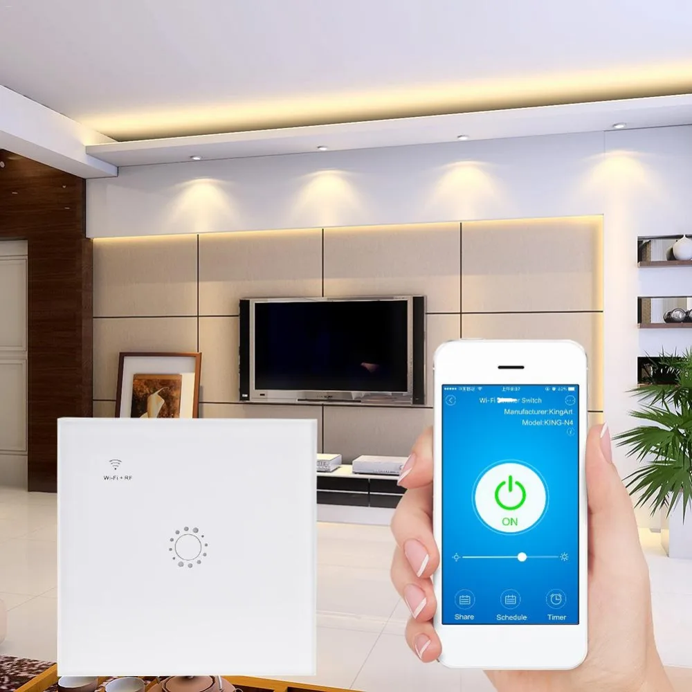 Wi fi + RF433 переключатель сенсорный экран настенный выключатель света 1/2/3 комплект