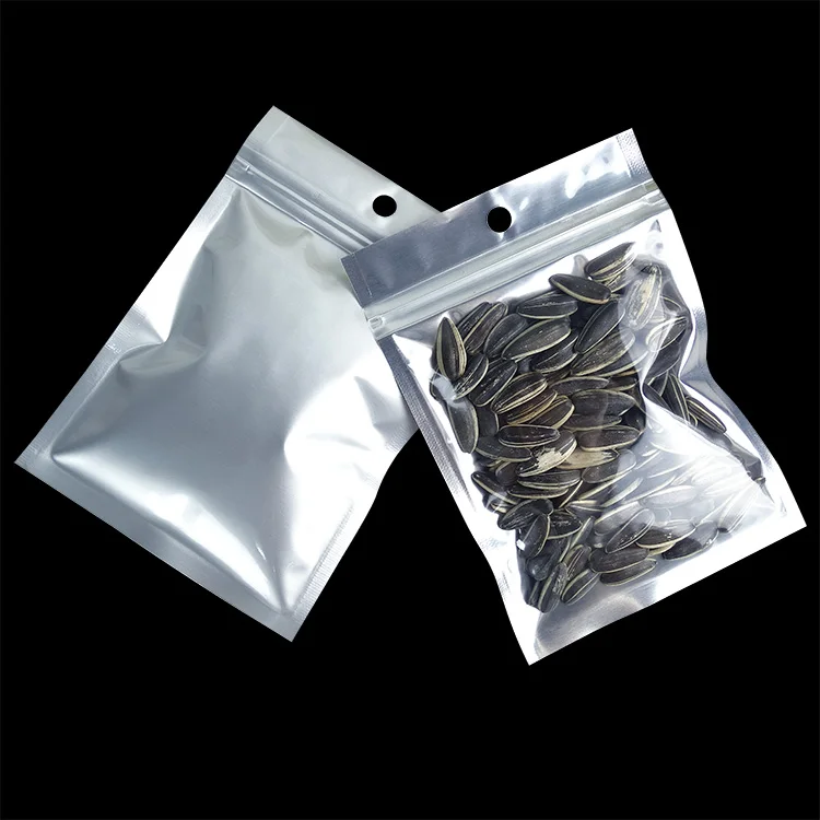 Buy 50 PCS One Side Clear Matte Silver Aluminum Mylar Foil Zipper Bag Big Size High Quality Wholesale Price Can Customized on