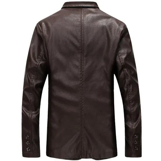 Мужская приталенная куртка из искусственной кожи и пальто размера плюс