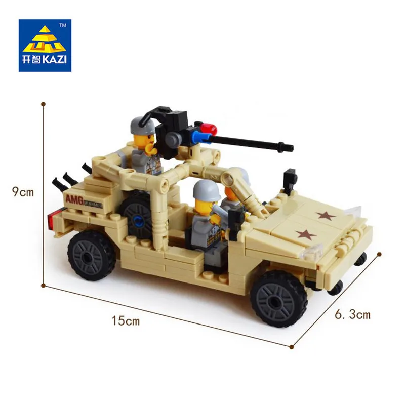 KAZI Military Humvee Model Building Blocks Sets Bricks Brinquedos Intelligent Educational Toys for Children Boy 6+ Ages 252pcs | Игрушки и