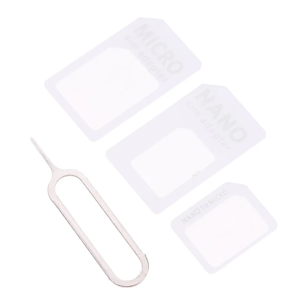 3 шт./лот 4 в 1 Nano Micro Sim карта адаптер конвертер набор с Pin для iPhone samsung белый