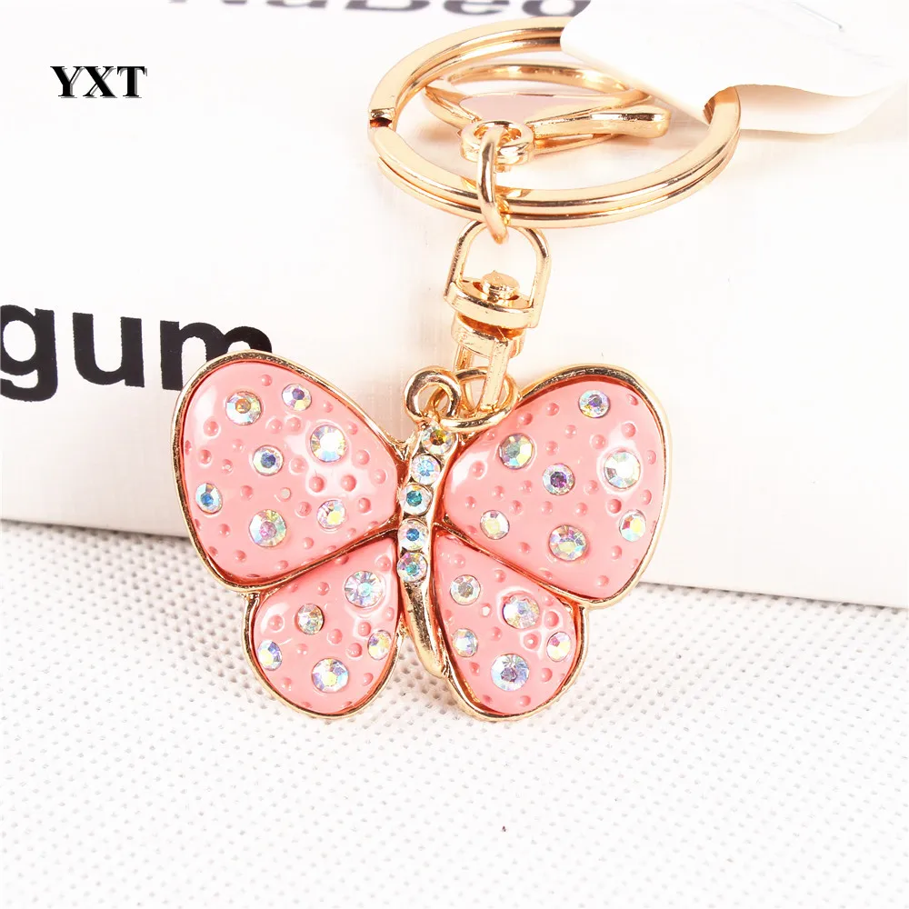 Очаровательная розовая бабочка новый милый Кристальный кулон сумочка брелок