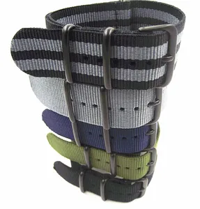 Черная Пряжка, 10 шт.лот, высококачественный нейлоновый ремешок для часов 22 мм, ремешки НАТО, водонепроницаемый ремешок для часов, 5 видов цветов