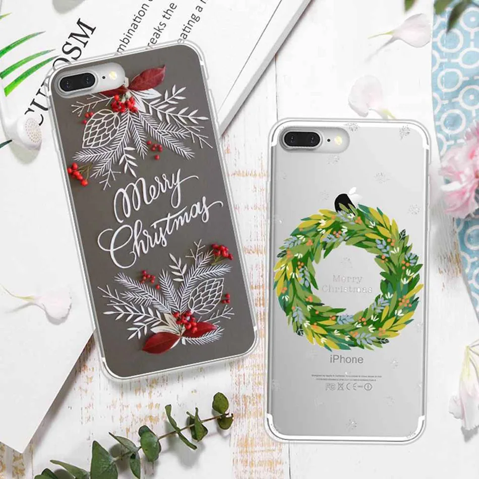 CASEIER силиконовый чехол для телефона iPhone X 8 7 6s 6 5S 5 роскошный Рождественский Plus SE