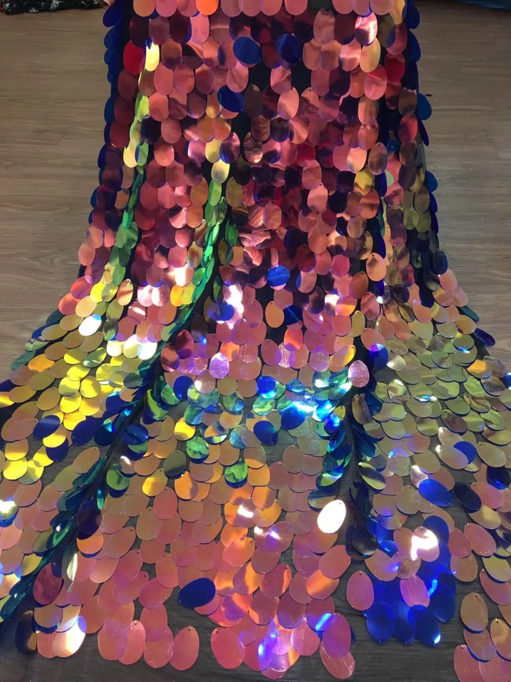 

French Lace Fabric 2018 Latest african net tulle lace fabric with sequins mesh tulle fabric High quality ML6981