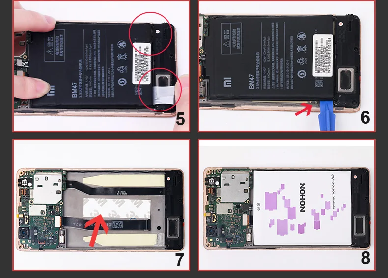 NOHON BM47 BM46 BM45 BN41 BN43 BN40 BN30 BN34 Батарея кожаный чехол для Xiaomi Redmi 3 3S 4X 4 6 Pro 5 Plus Note 2 3 4 5 4X заменитель акумуляторная батарея