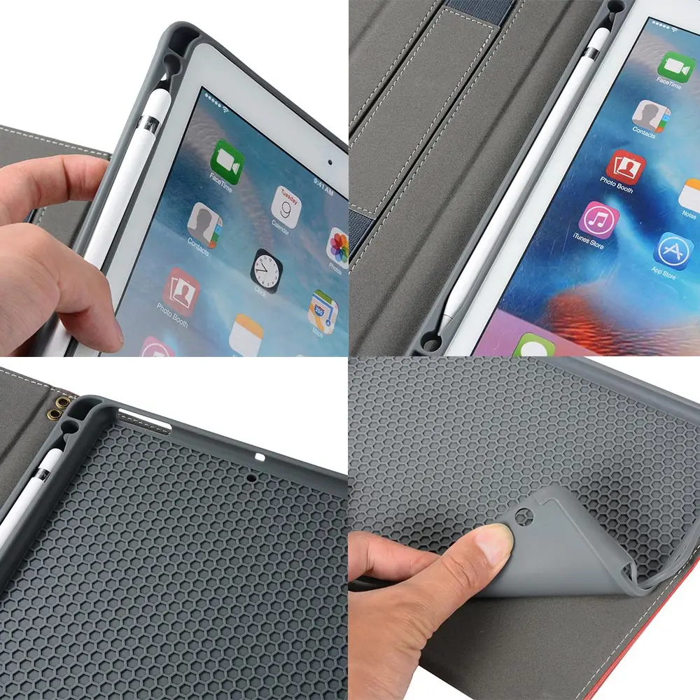 Чехол портфель для iPad 9 7 2018 2017 с держателем карандашом + отделением карт Air 1 2 Pro Couqe
