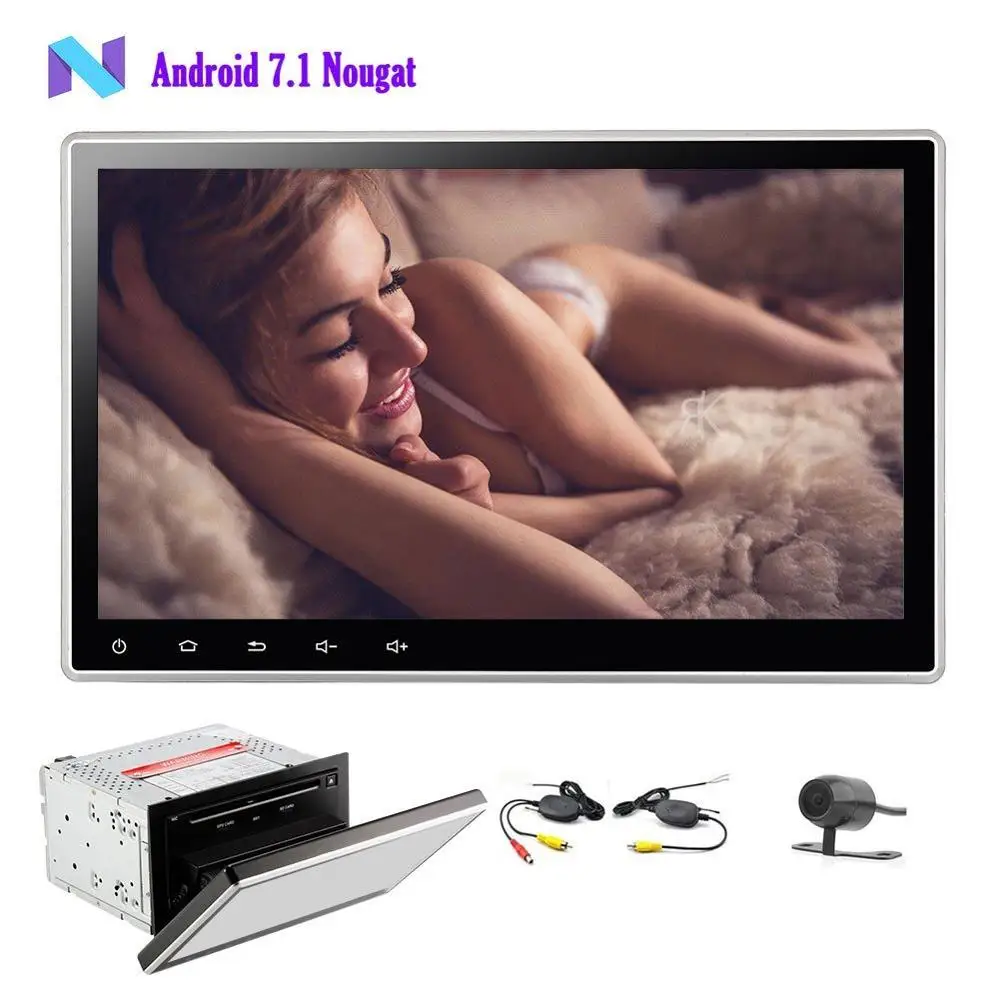 Android 7,1 автомобильный dvd-плеер в тире Авторадио Видео головное устройство двойной din gps 3D карта обои изменение SWC Wifi+ беспроводная камера заднего вида