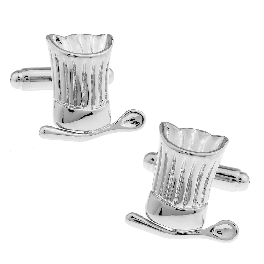 Мужские Свадебные Запонки Новинка Необычные повара шляпа и ложка чистая ткань